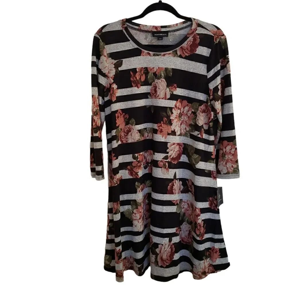 Fortune+Ivy Fit and Flare Knee length 3/4 Sleeve Sweater Dress size Large